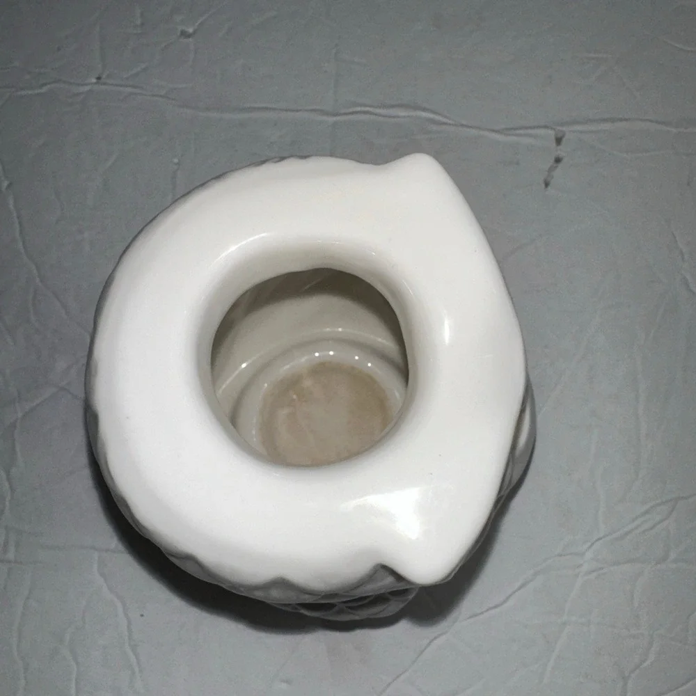 Owl‎ Floral Container Tea light holder 5 inches tall White Cute 99intl